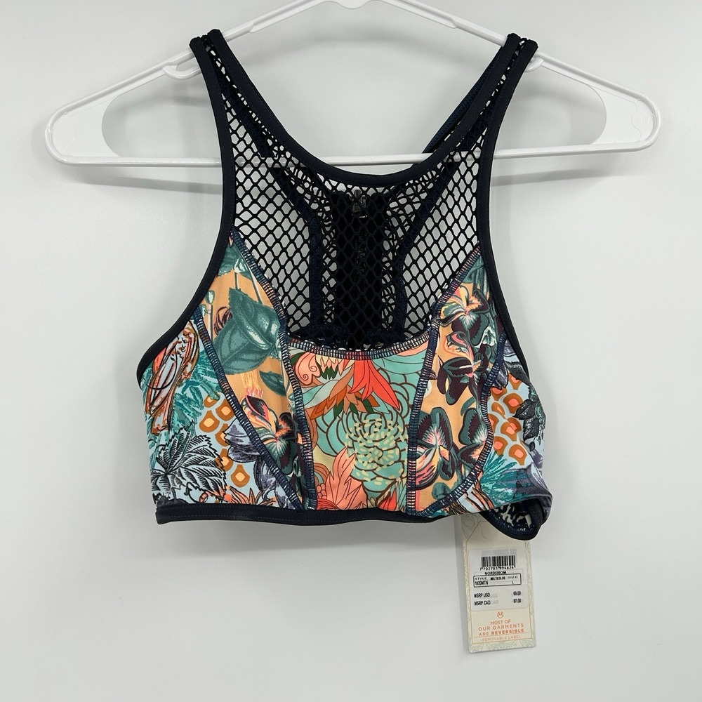 Maaji Boogie Nights High Neck Mesh Reversible Bikini Top Sz L Swim Beach Resort